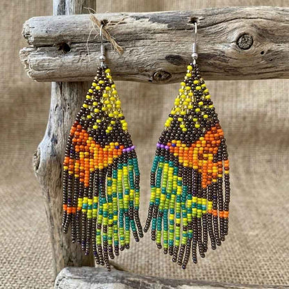Black Sky Dancer Beaded Earrings