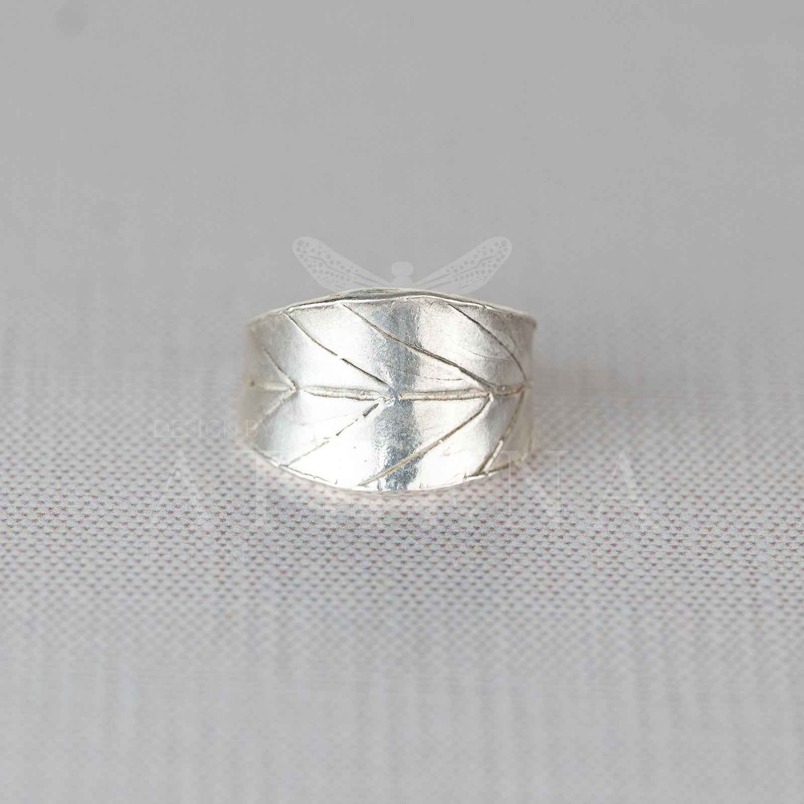 Blueberry Leaf Wraparound Ring | Handmade Sterling Silver & Gold | Unique Leaf Design