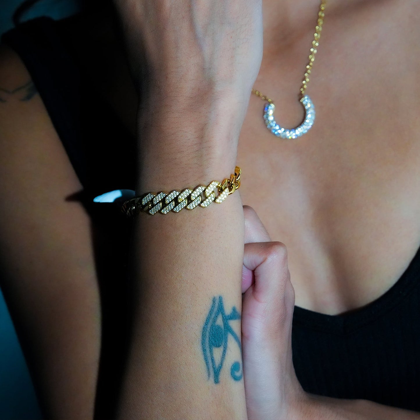 DOBBIO Gold: Pavé Cuban Link Bracelet – Luxe Statement Chain