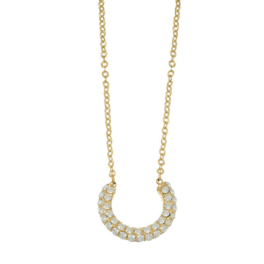 ASHANTI Gold: Celeste Crescent Necklace – Pavé Sparkle Pendant