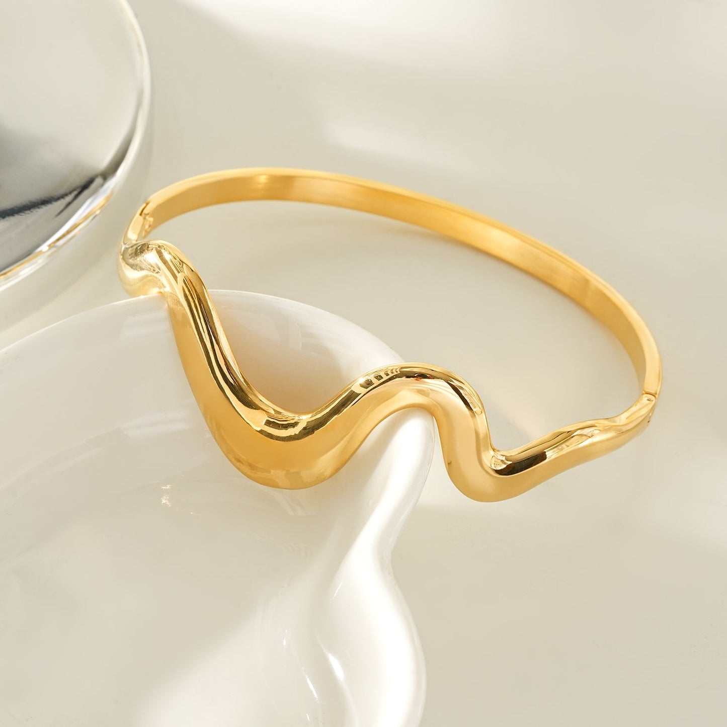 SEBASTIAN  Gold: Artfully Curved Avant-Garde Abstract Bracelet