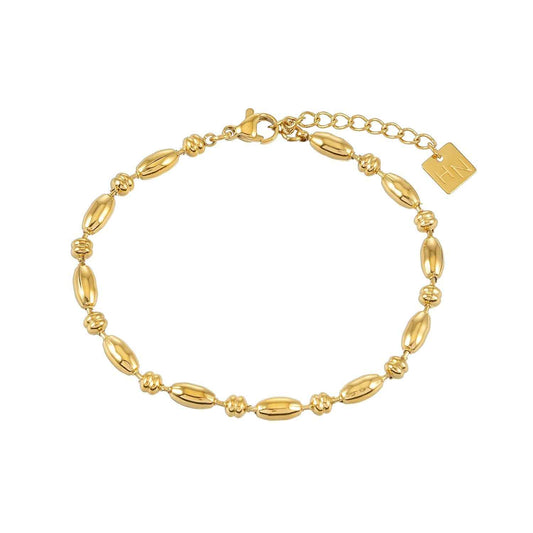 ADIATA Gold: Polished Oval Bead Bracelet – Sculpted Statement Jewellery