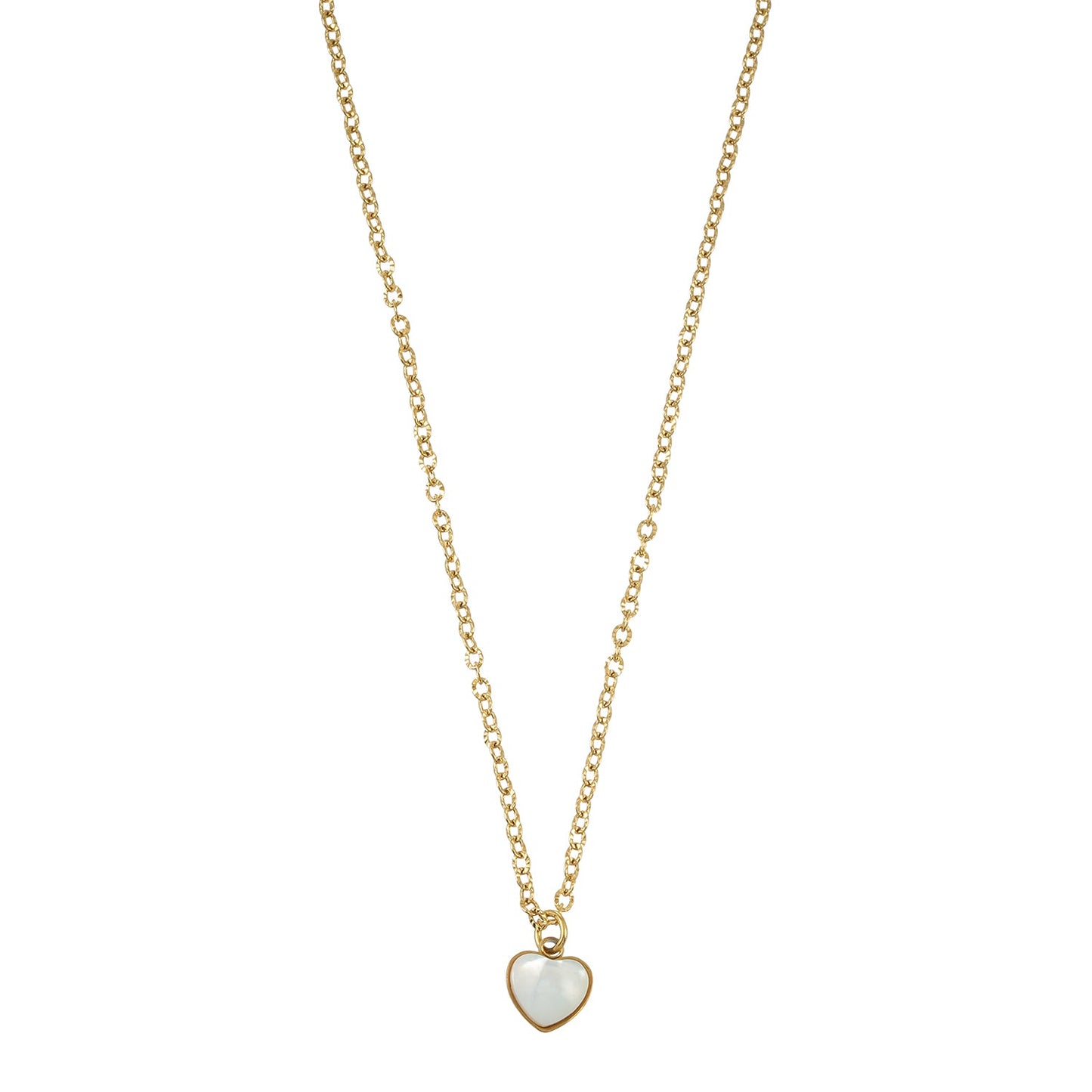 KOKAM Gold: Dainty Chain Necklace with Mini Shell-Encased Heart Charm Pendant — A Little Love to Hold Close