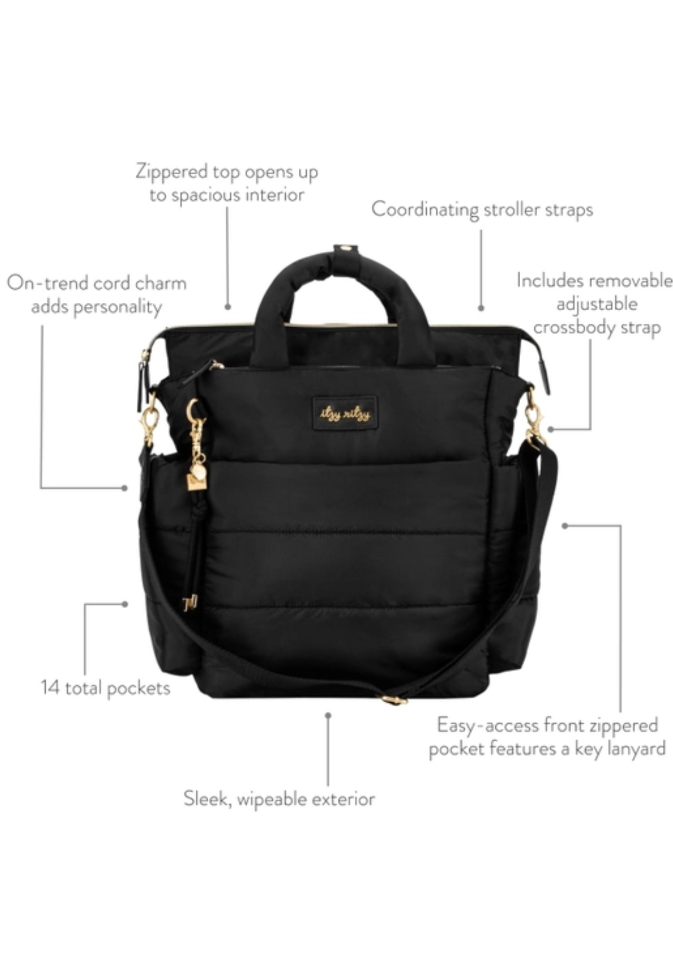 Dream Convertible Midnight Black Diaper Bag