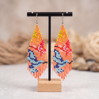 Pink Sky Dancer Beaded Earrings