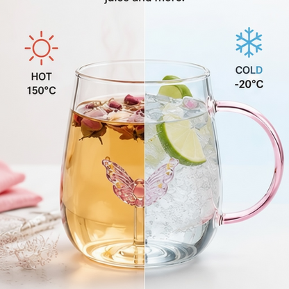 Butterfly Borosilicate Glass Mug 13.5 oz - 1Piece