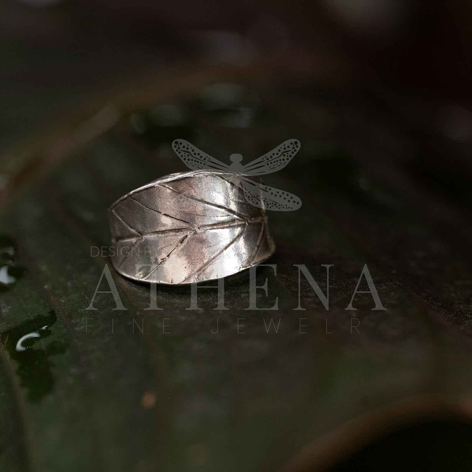 Blueberry Leaf Wraparound Ring | Handmade Sterling Silver & Gold | Unique Leaf Design
