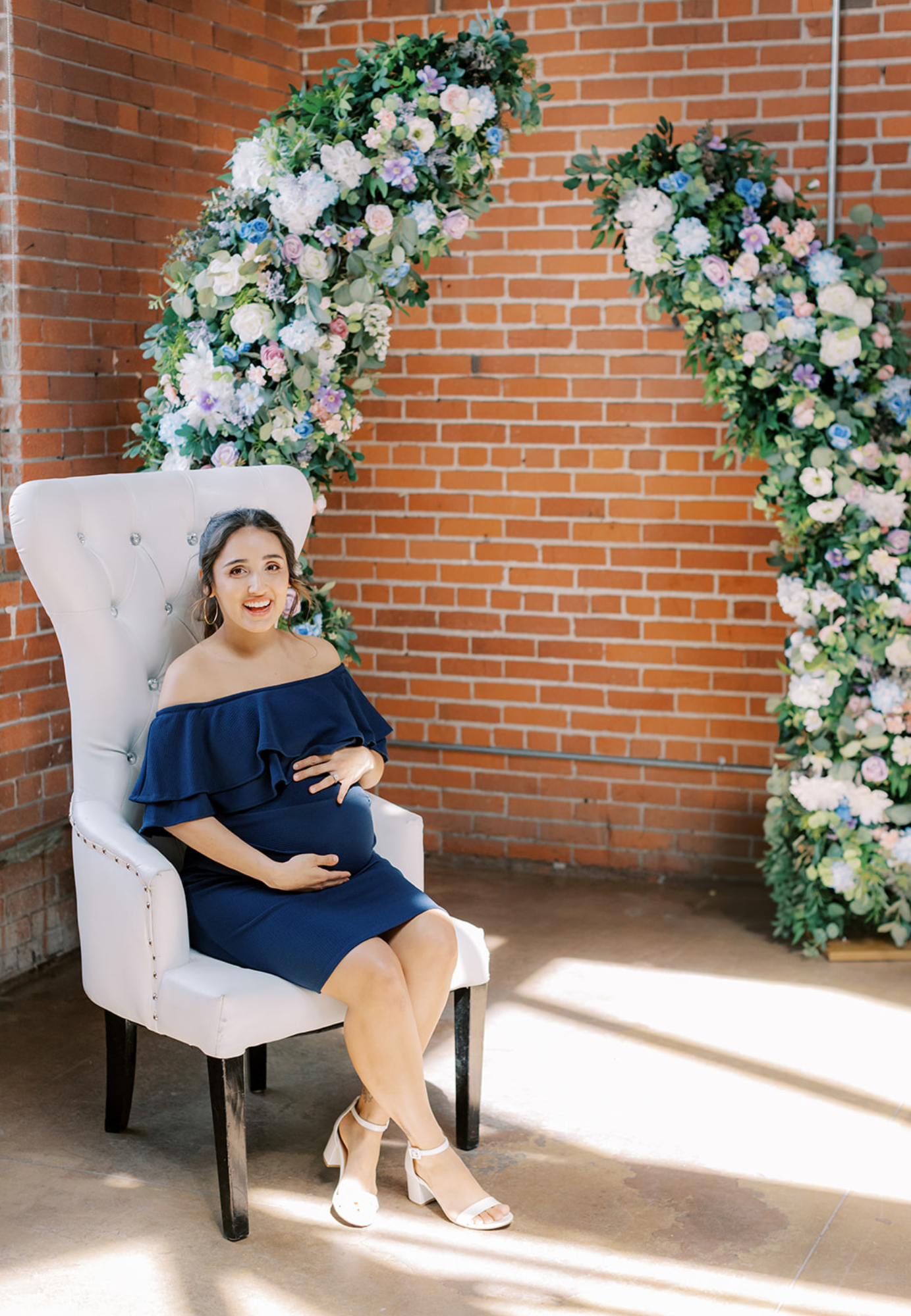 Double Ruffle Off Shoulder Maternity Dress
