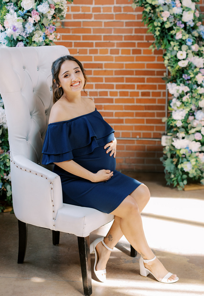 Double Ruffle Off Shoulder Maternity Dress
