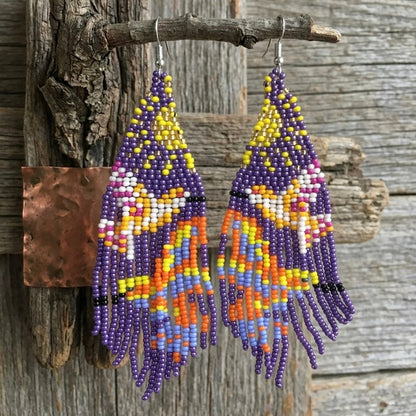 Purple Sky Dancer Beaded Earrings