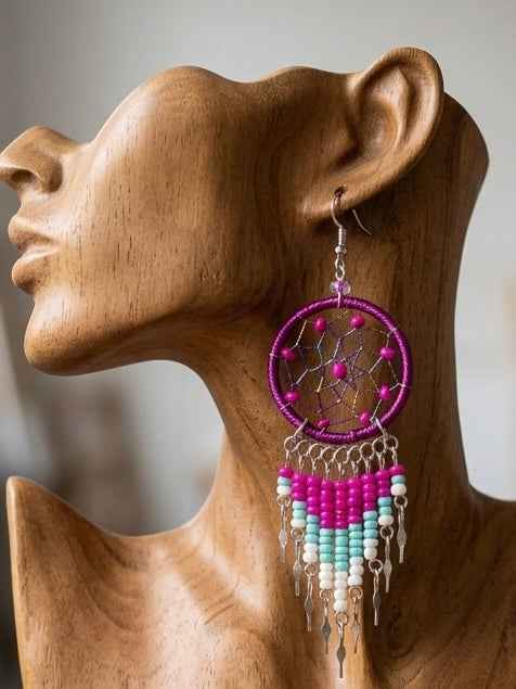 Magenta /celeste Dreamcatcher Dangles