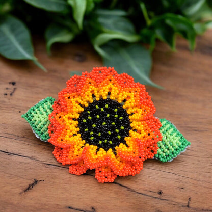 Handmade Beaded Sunflower Hair Clip-Yellow