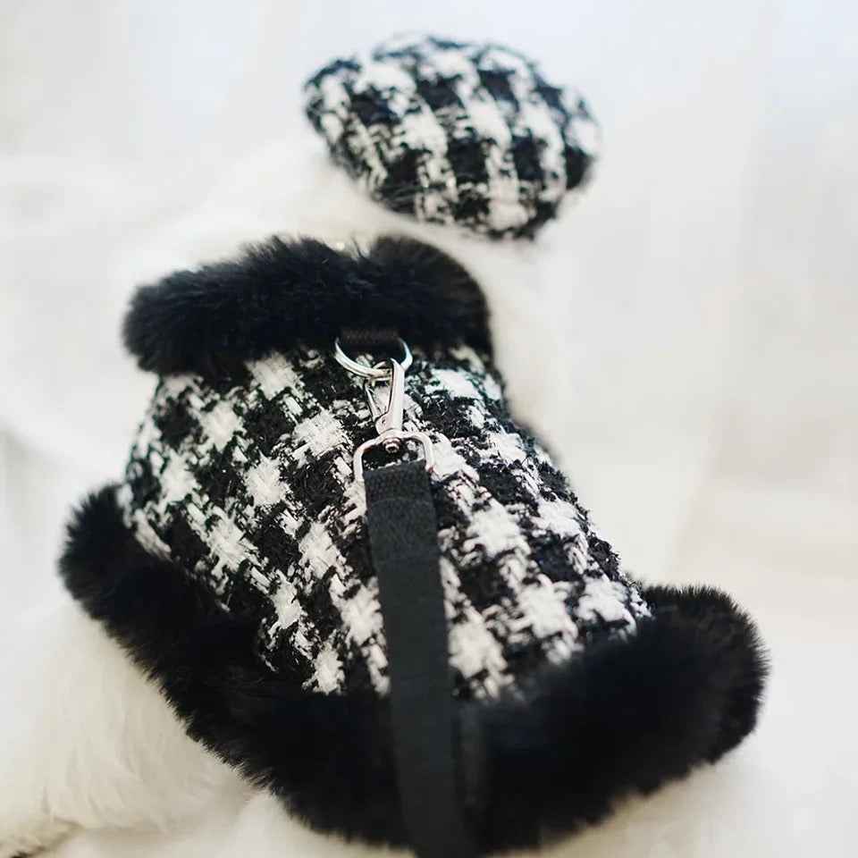Grandmaster Tweed Dog Harness Set | Harness Hat and Leash Outfit