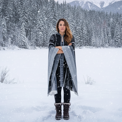 Black Soft Handmade Wool Ponchos