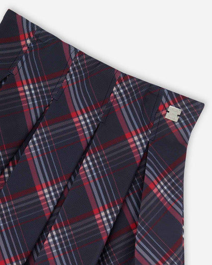Pleated Milano Skirt Red And Navy Plaid