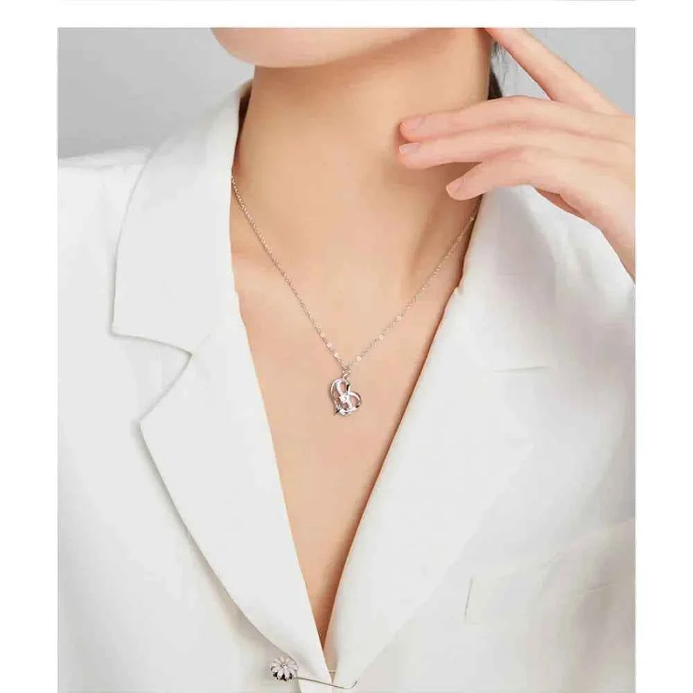 Sterling Silver Forever Love Heart Pendant Necklace With Cubic Zirconia - Women'S Necklace