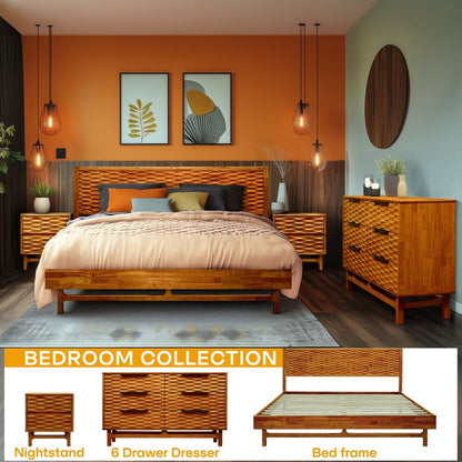 Elara Solid Wood Dresser with 6 Drawers