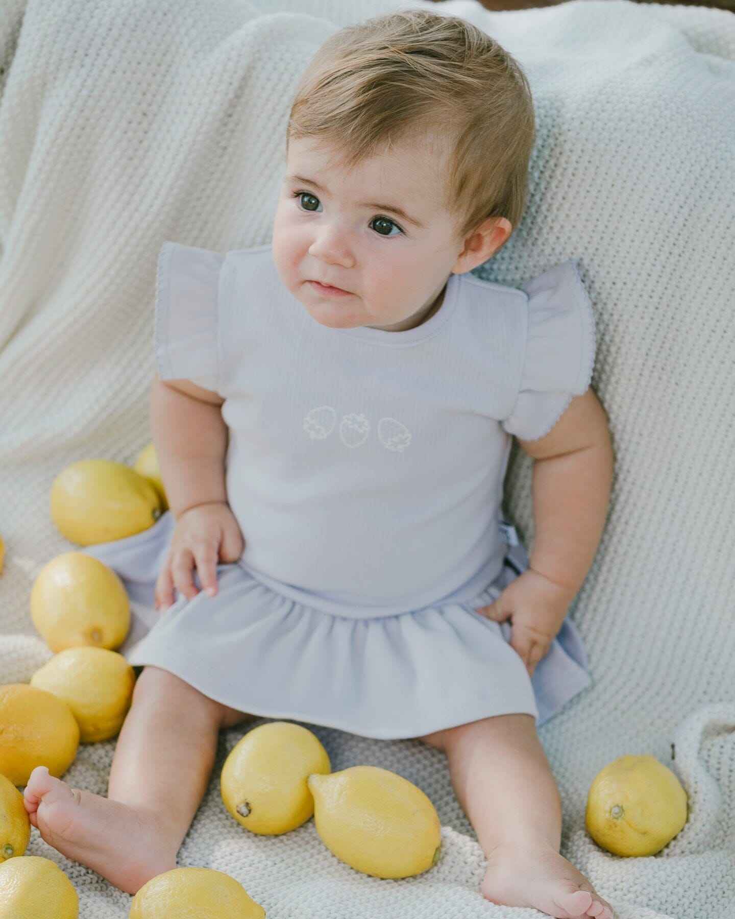 Cotton Rib Jersey Romper With Frill Lilac