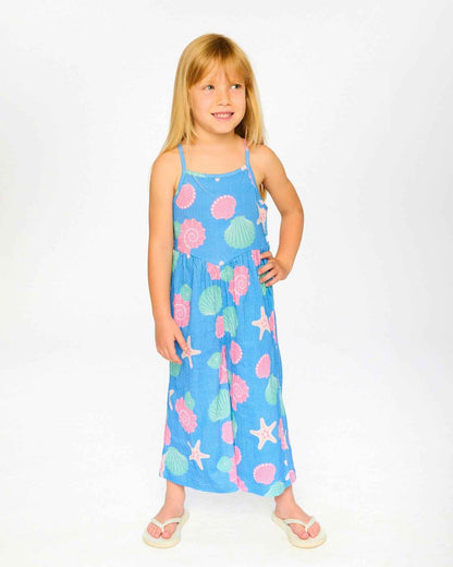 Crinkle Jersey Jumpsuit Blue Shell Print