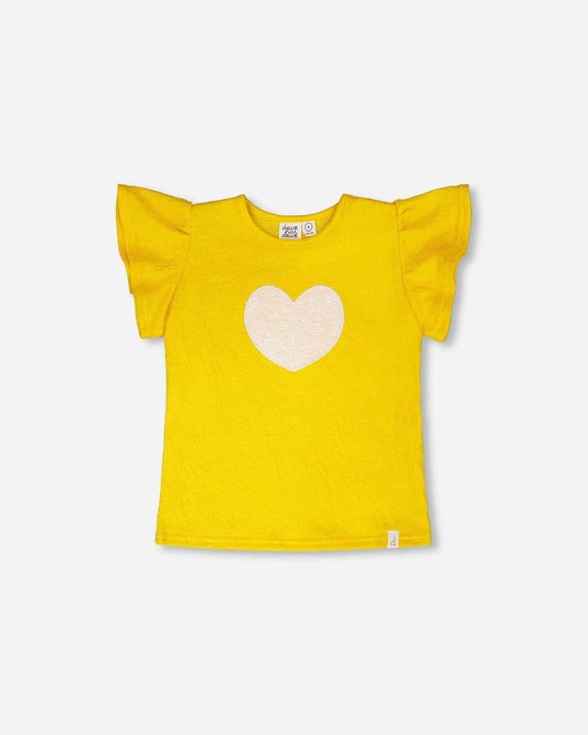Crinkle Jersey Top Yellow