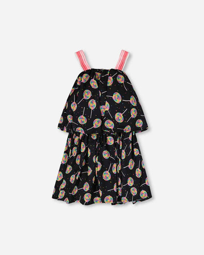 Woven Dress Black Lollipop Print