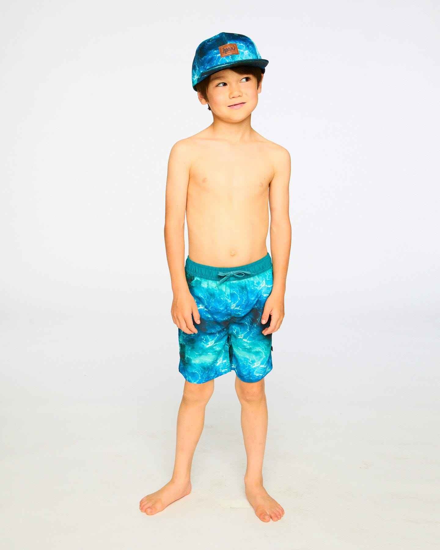 Swim Trunks Blue Waves Print