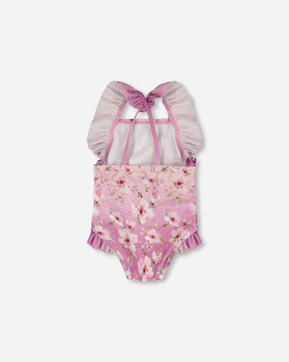 Baby And Toddler One-Piece Swimsuit Purple Flower Print