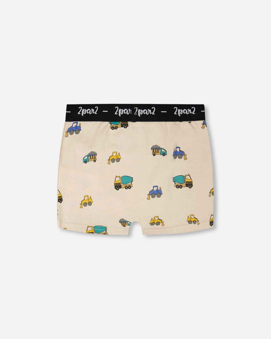 Organic Cotton Boxer Beige Truck Print