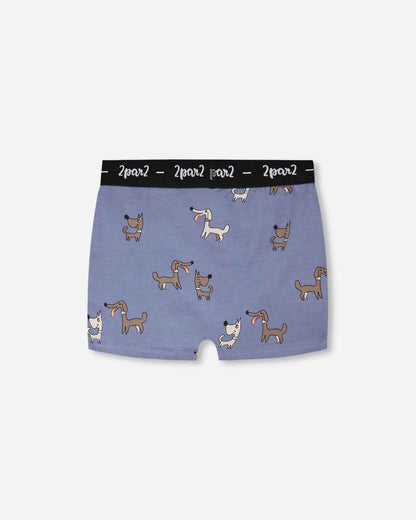 Organic Cotton Boxer Blue Dog Print