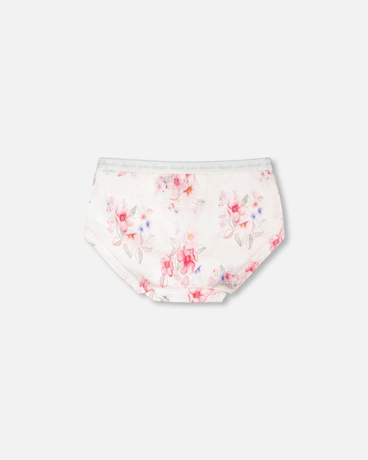 Organic Cotton Boyshort Panty Pink Printed Flowers