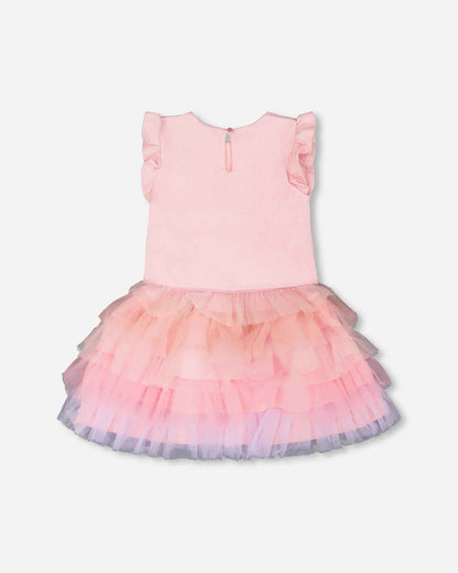 Bi-Material Dress Pale Pink