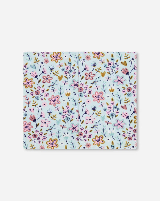 Stretch Jersey Neck Tube Blue Mini Flower Print