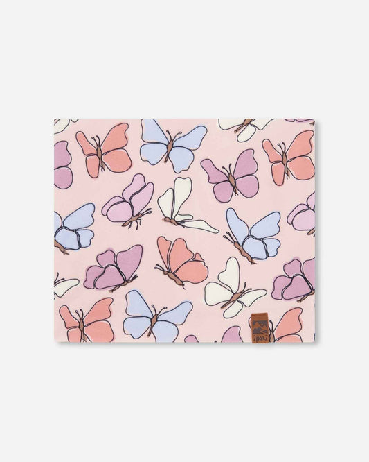 Stretch Jersey Neck Tube Pink Printed Butterflies