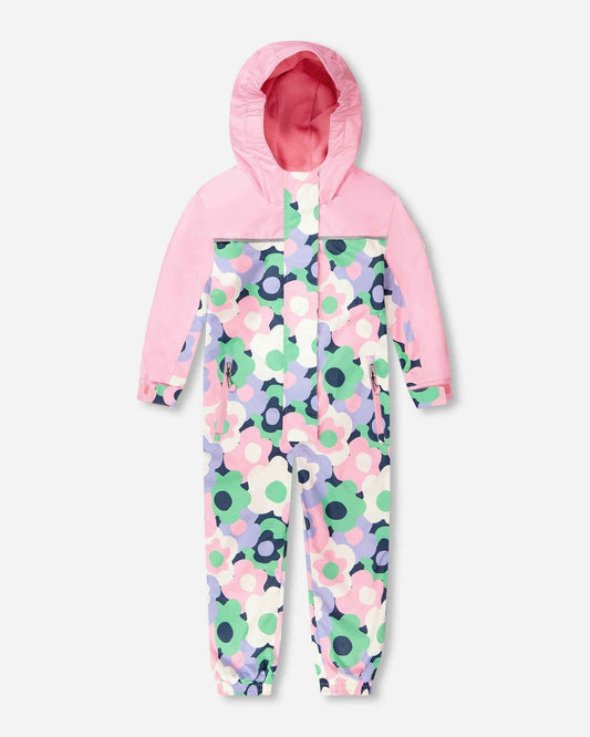 Kids Mid-Season One-Piece Outerwear Black Printed Flowers