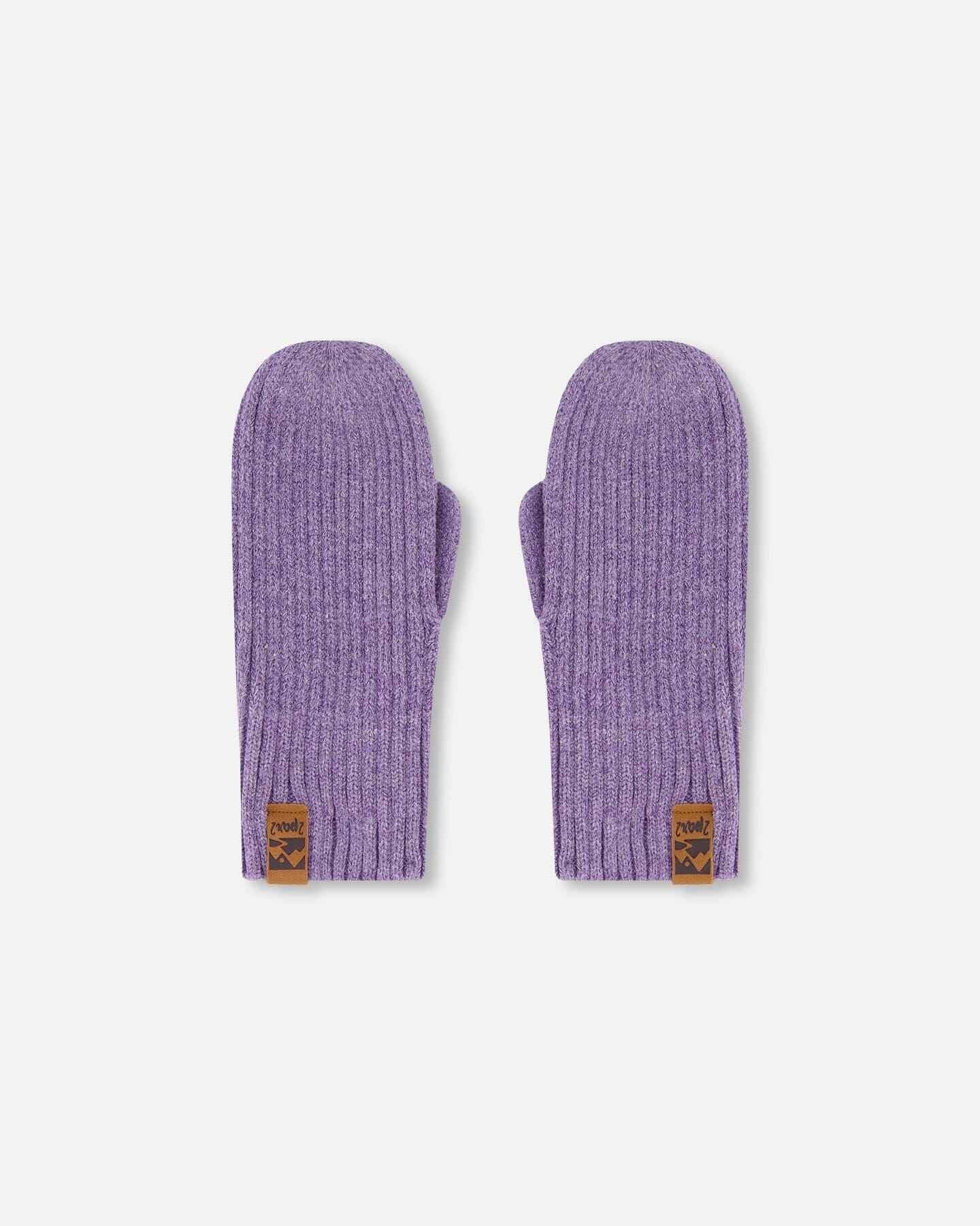 Ribbed Knit Mittens Lavender