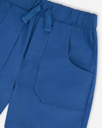 Parachute Shorts With Patch Pockets Dark Blue