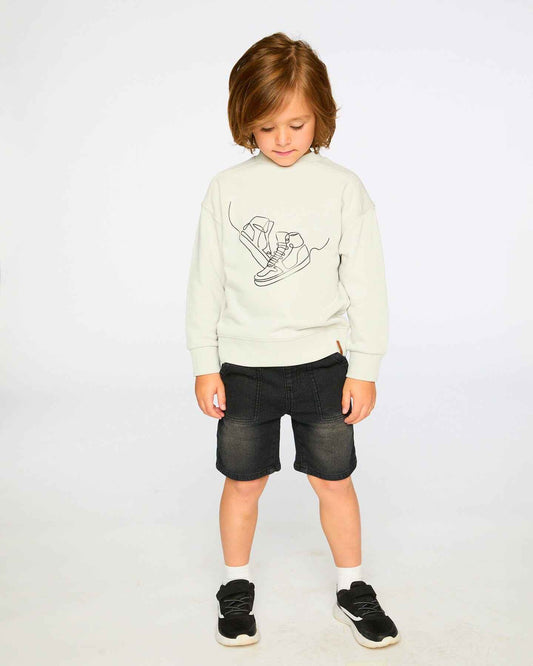 French Terry Grey Denim Shorts