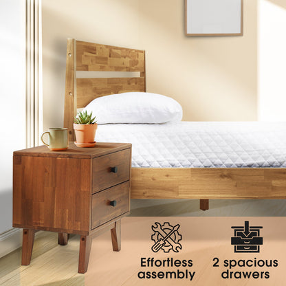 Silvia 2-Drawer Solid Wood Nightstand