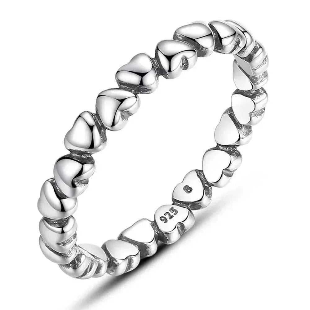925 Sterling Silver Star & Heart Band Ring