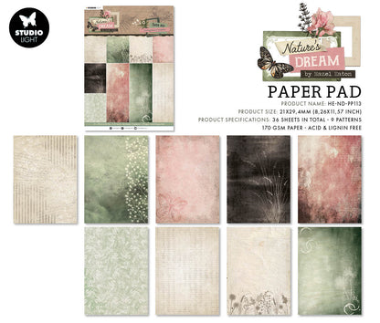 HEN Paper Pad Background Papers Natures Dream 210x294x5mm 36 SH nr.113