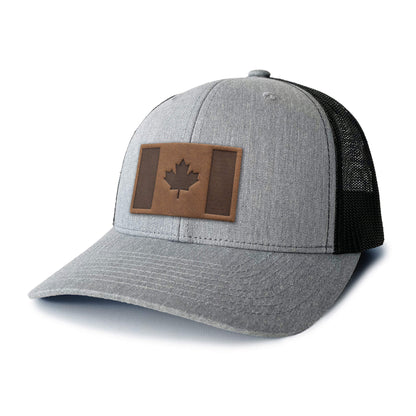 Canada Flag Leather Patch Trucker Hat