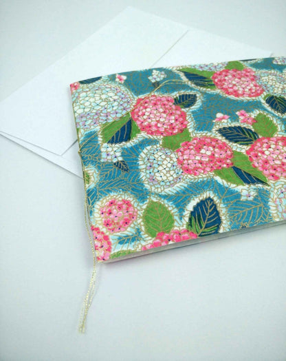 Handsewn Chiyogami Cotton Rag Blank Card | Spring Blossoms