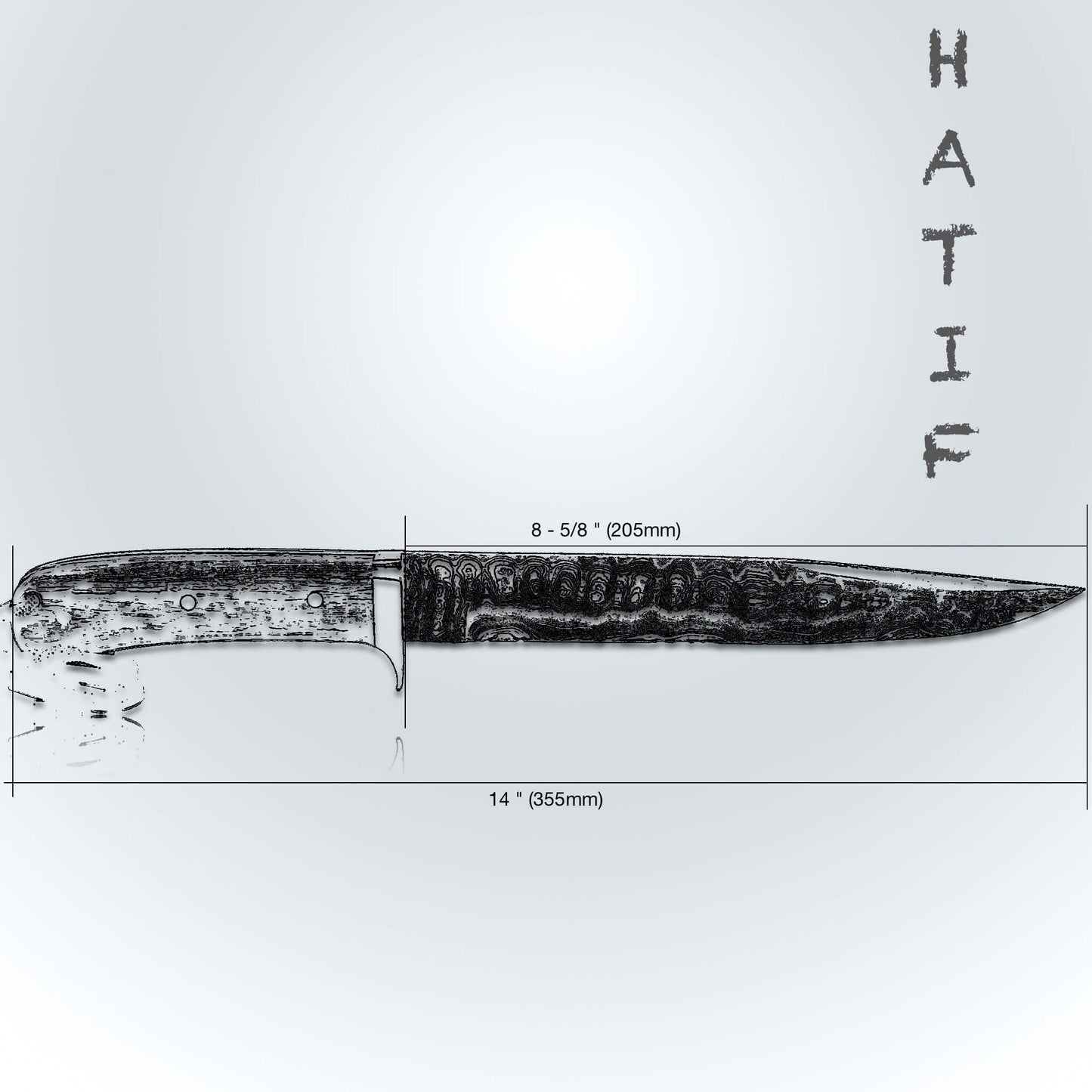 HATIF Bowie Knife 8 inch blade with Original leather Sheath