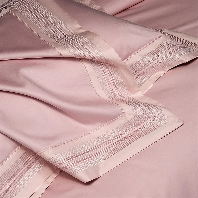 Heirloom Harmony Luxury Embroidered Egyptian Cotton 1000 TC Duvet Set - Aqua Blue/Champagne/Blush/Jade Green/Light Grey/Blue