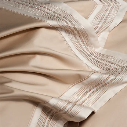 Heirloom Harmony Luxury Embroidered Egyptian Cotton 1000 TC Duvet Set - Aqua Blue/Champagne/Blush/Jade Green/Light Grey/Blue