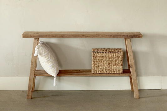 Konsole aus recyceltem Teakholz mit Ablagefläche