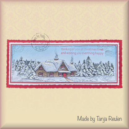 Nellie's Choice Clear Stamp Idyllic Floral Scene Slim Line - Snow Landscape