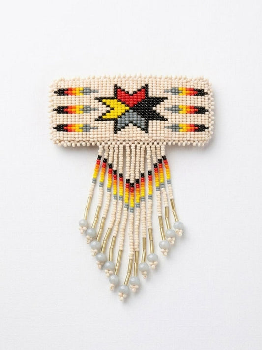 Rectangular Fringed Barrette - White