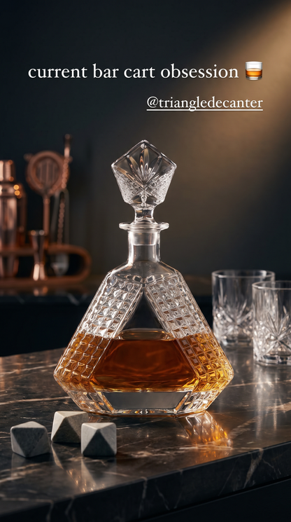 Triangle Whiskey Decanter – Handcrafted Glass Gift Set