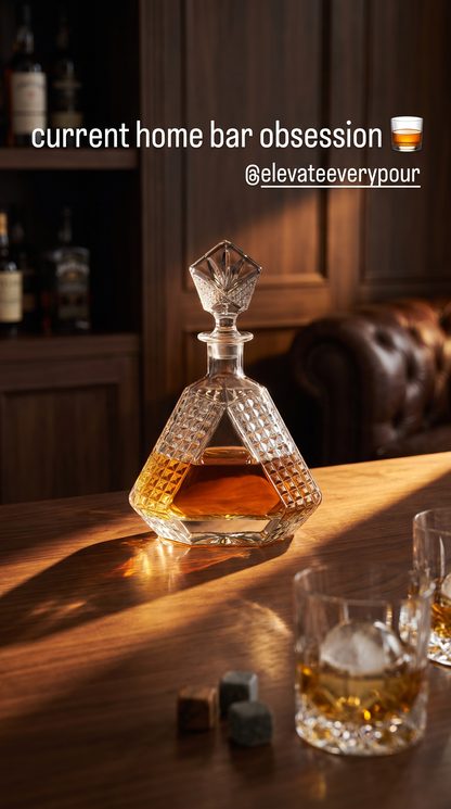 Triangle Whiskey Decanter – Handcrafted Glass Gift Set